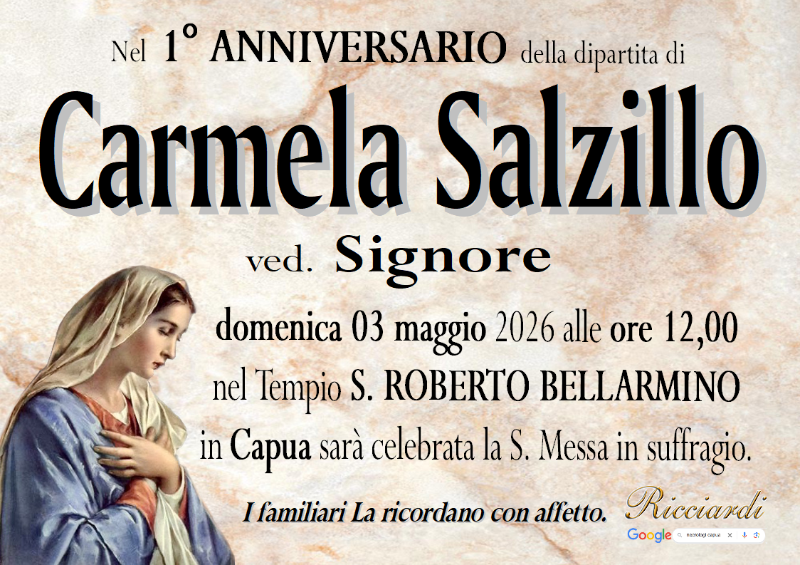 necrologio Carmela Salzillo