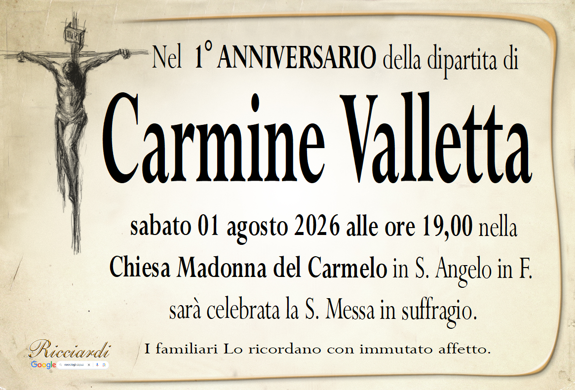 necrologio Carmine Valletta