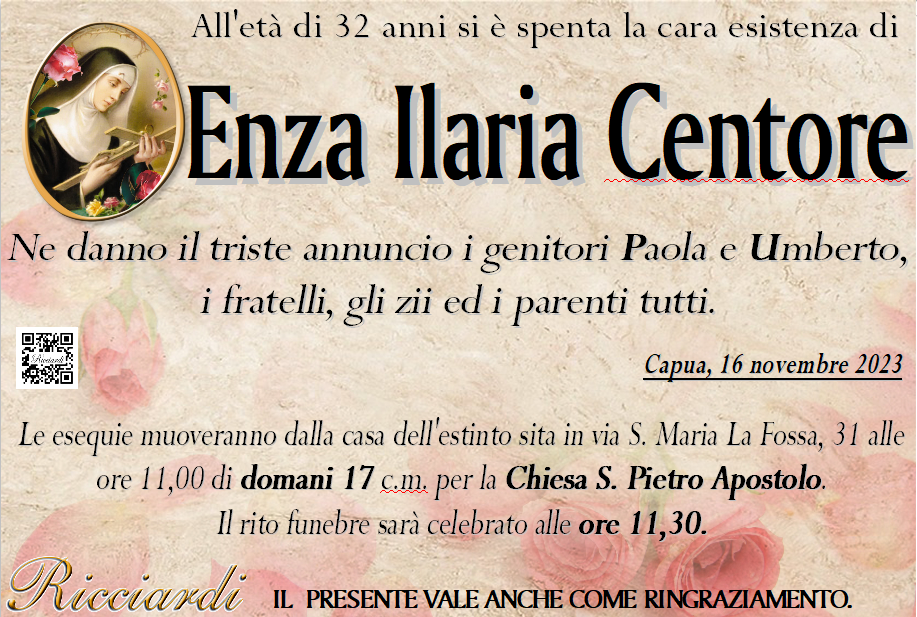 necrologio Enza Ilaria Centore