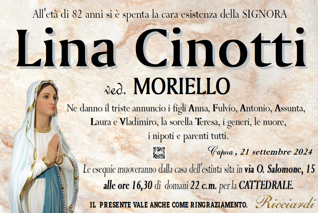 necrologio Lina Cinotti