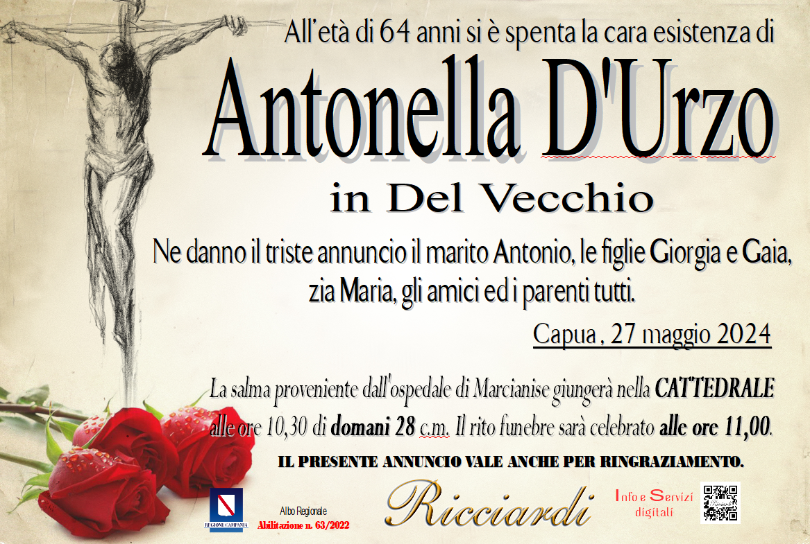 necrologio Antonella D'Urzo