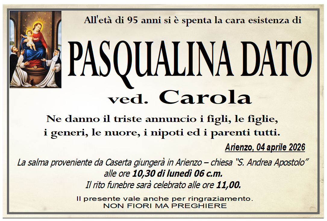 necrologio PASQUALINA DATO