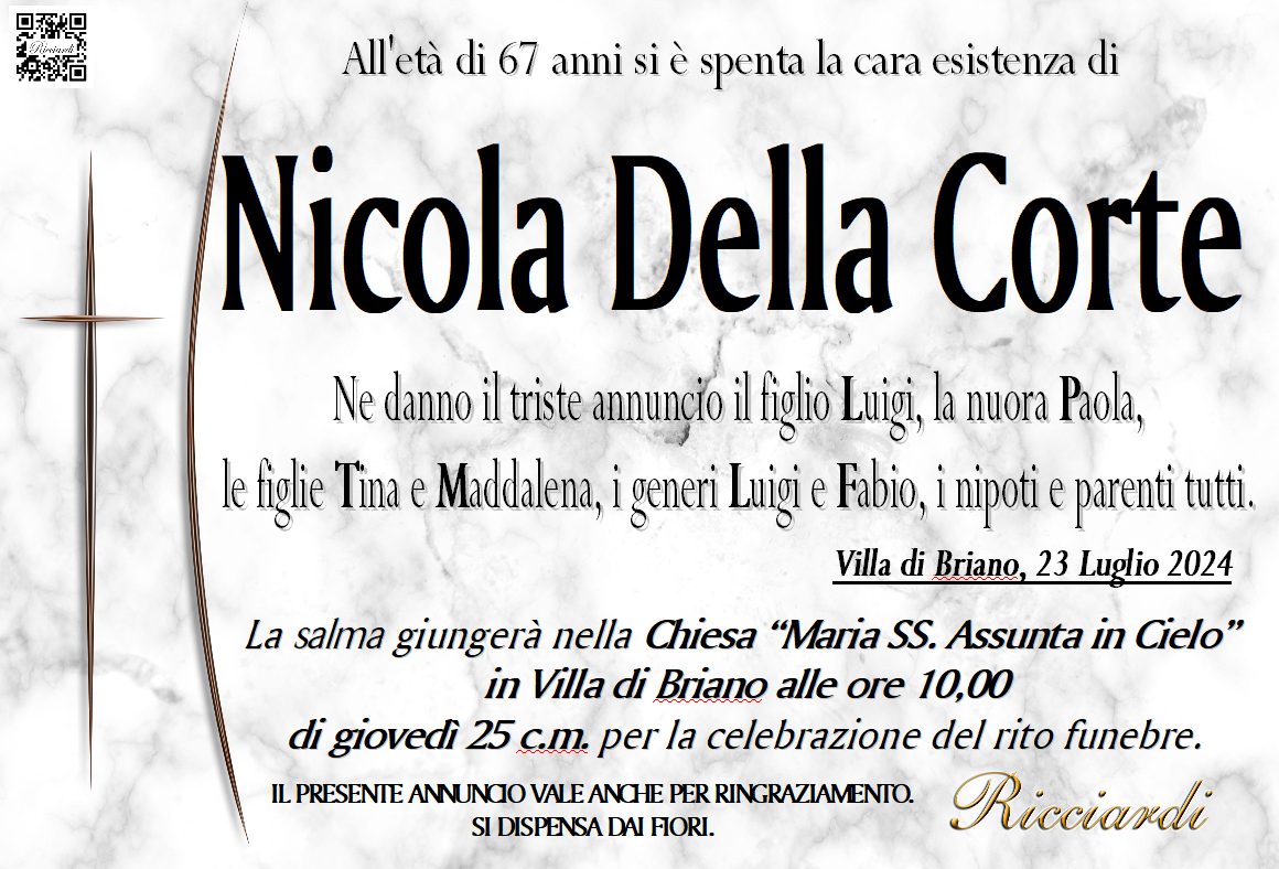 necrologio Nicola Della Corte