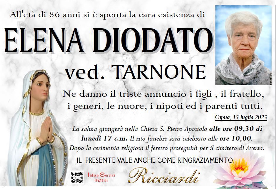 necrologio ELENA DIODATO