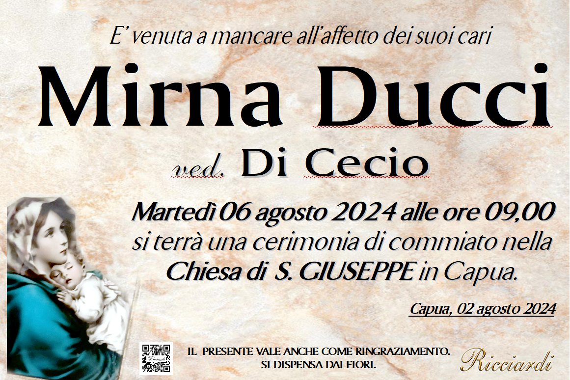 necrologio Mirna Ducci