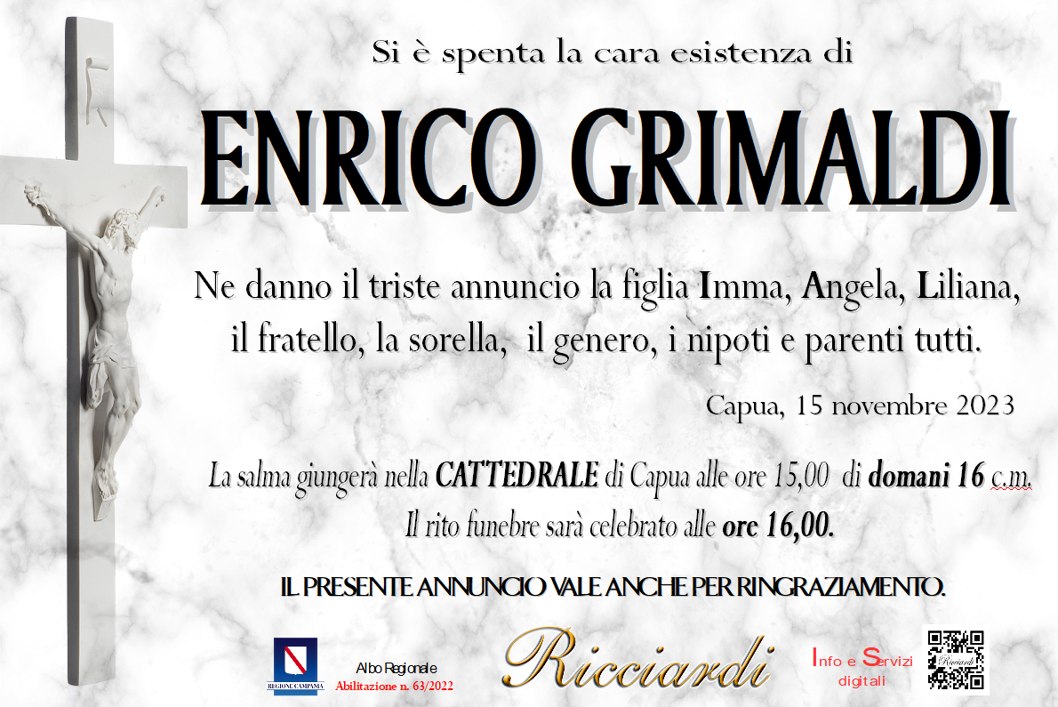 necrologio ENRICO GRIMALDI
