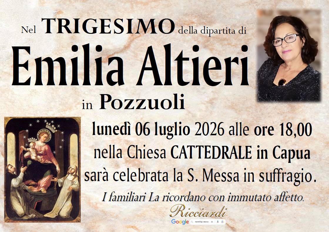 necrologio Emilia Altieri