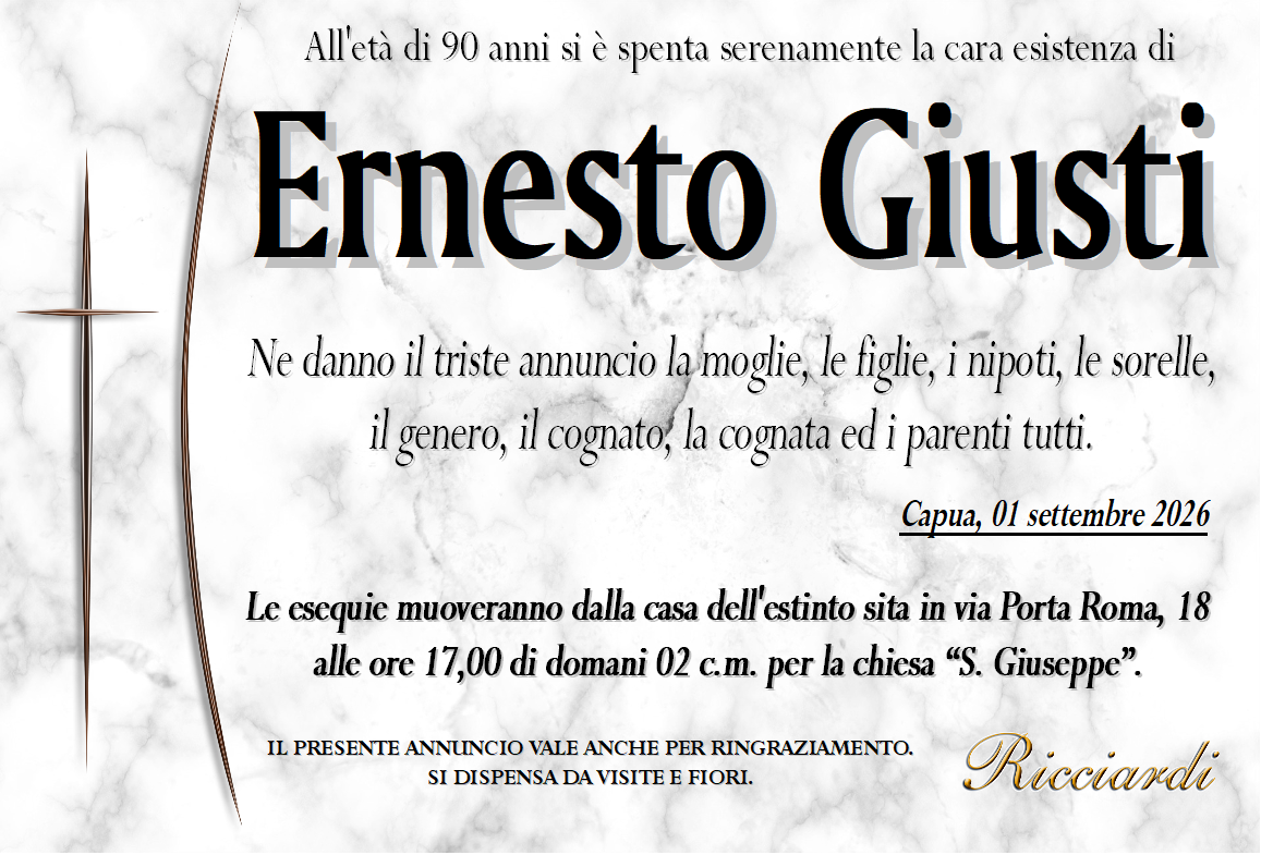 necrologio Ernesto Giusti