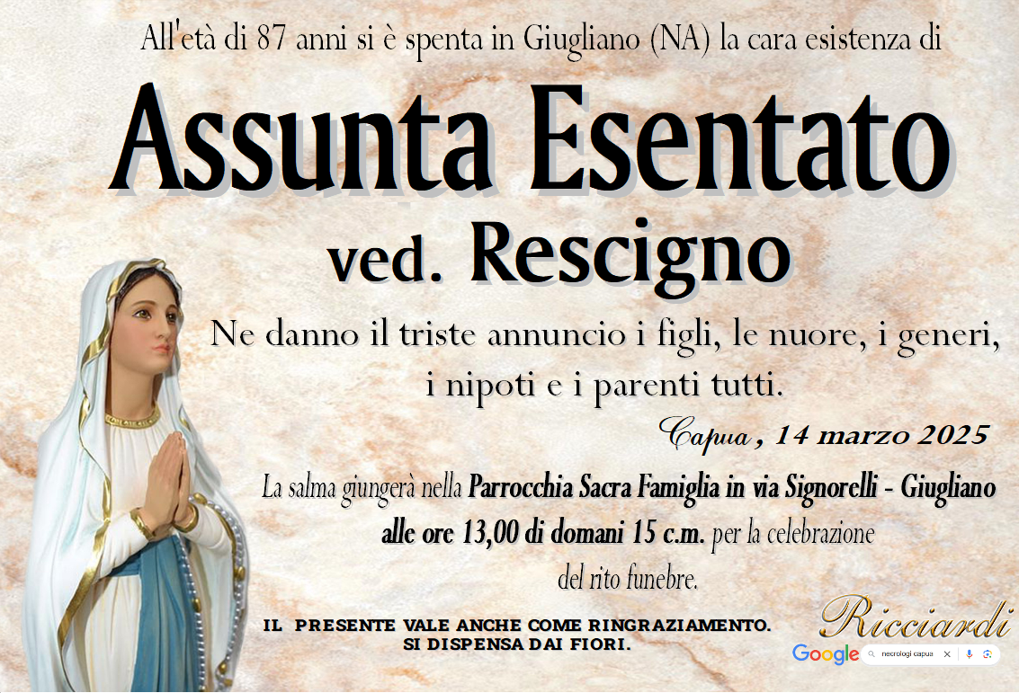 necrologio Assunta Esentato