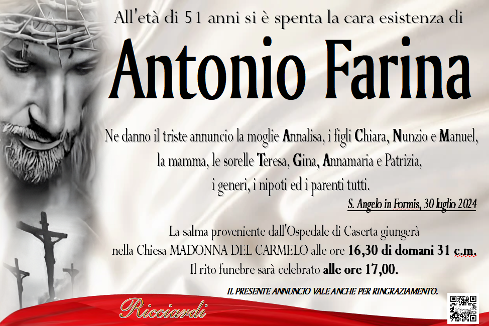 necrologio Antonio Farina