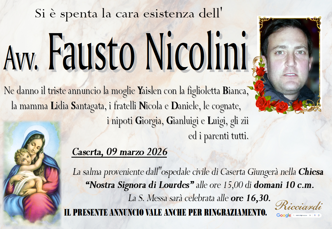 necrologio Avv. Fausto Nicolini