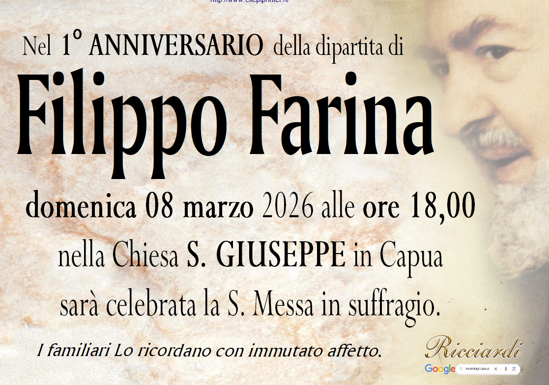 necrologio Filippo Farina