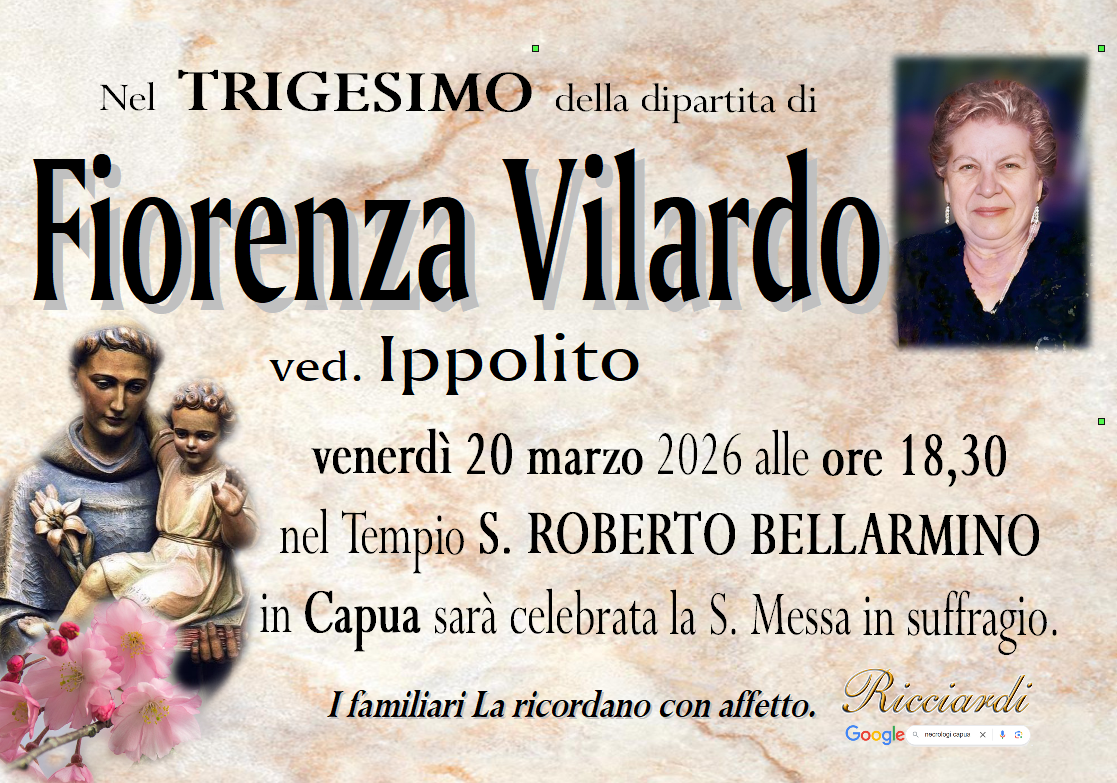 necrologio Fiorenza Vilardo