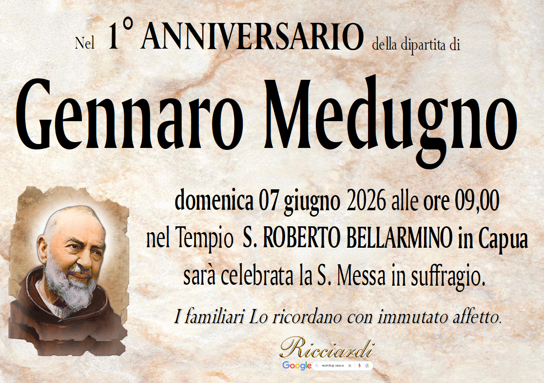 necrologio Gennaro Medugno