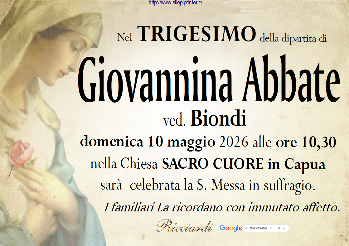 necrologio Giovannina Abbate