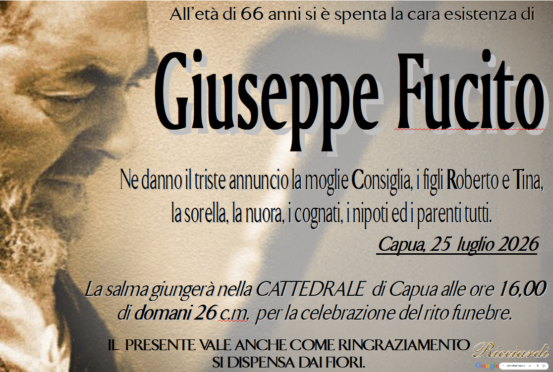 necrologio Giuseppe Fucito