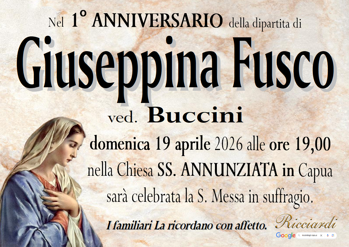 necrologio Giuseppina Fusco