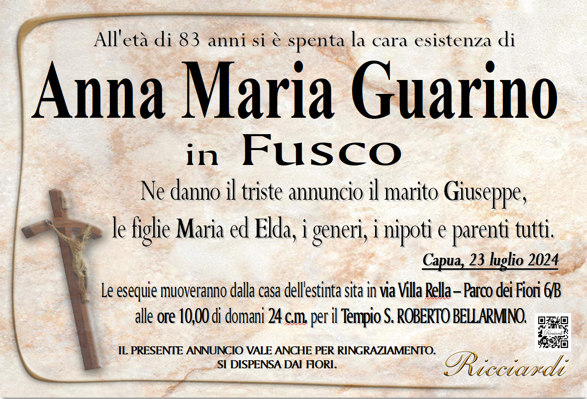 necrologio Anna Maria Guarino