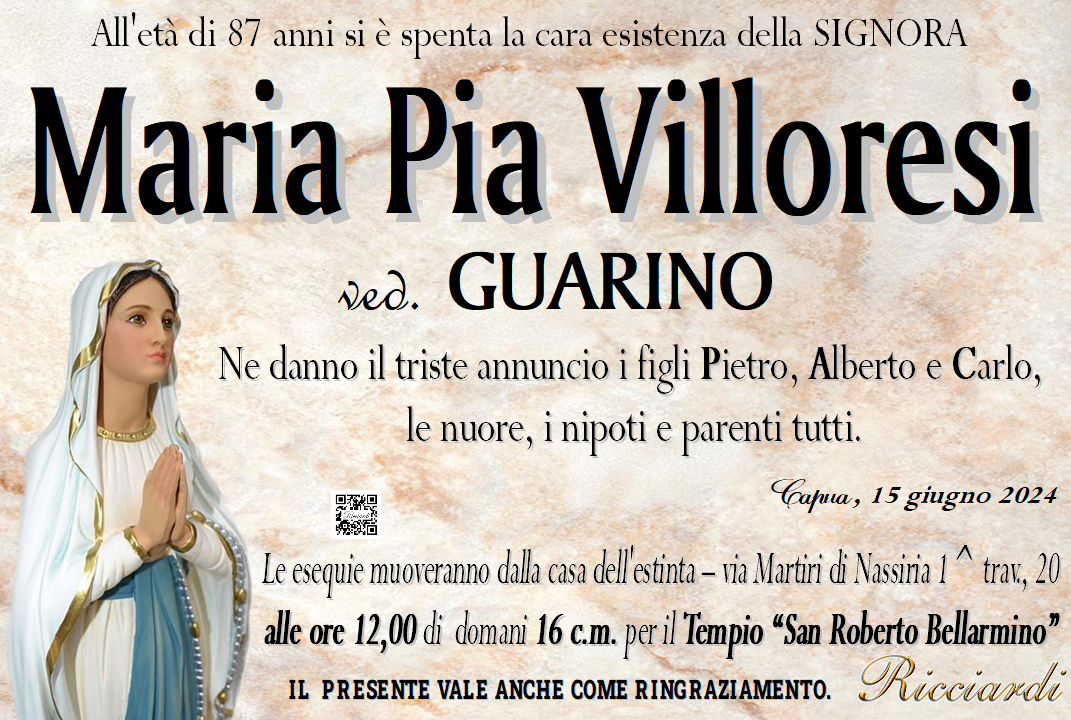 necrologio Maria Pia Villoresi