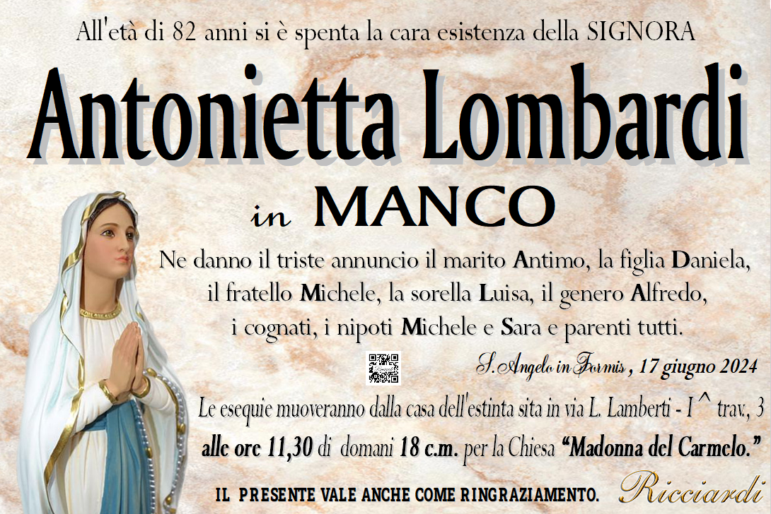 necrologio Antonietta Lombardi