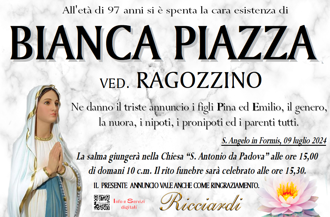 necrologio BIANCA PIAZZA