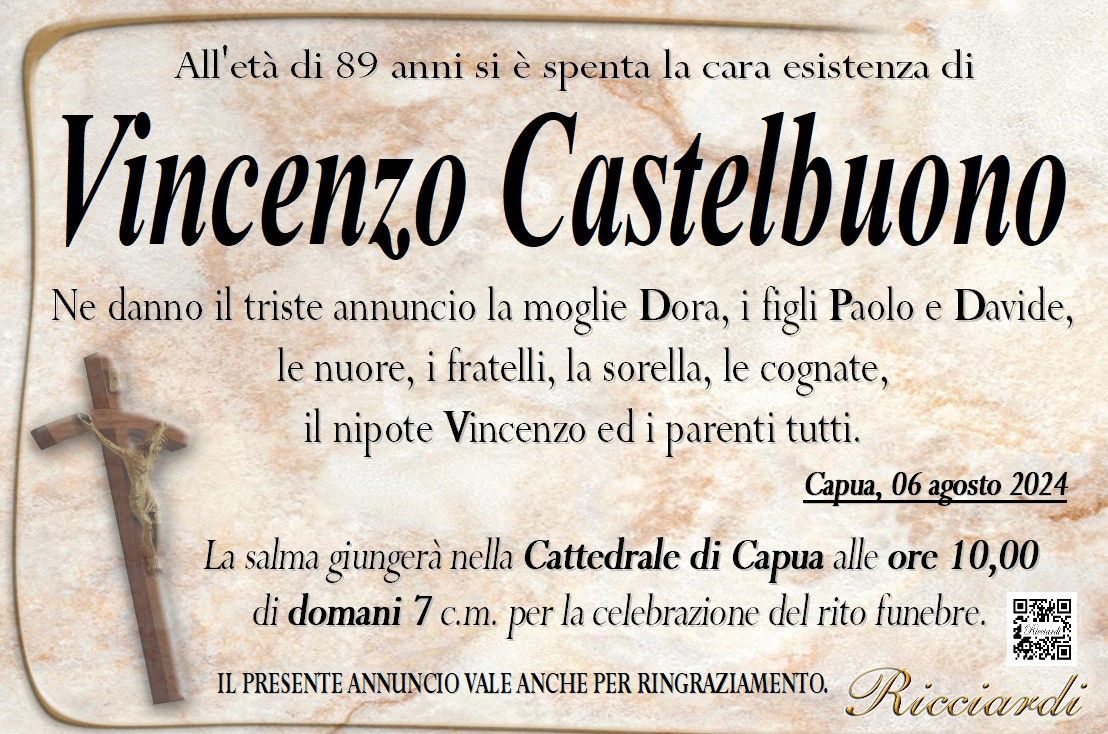 necrologio Vincenzo Castelbuono