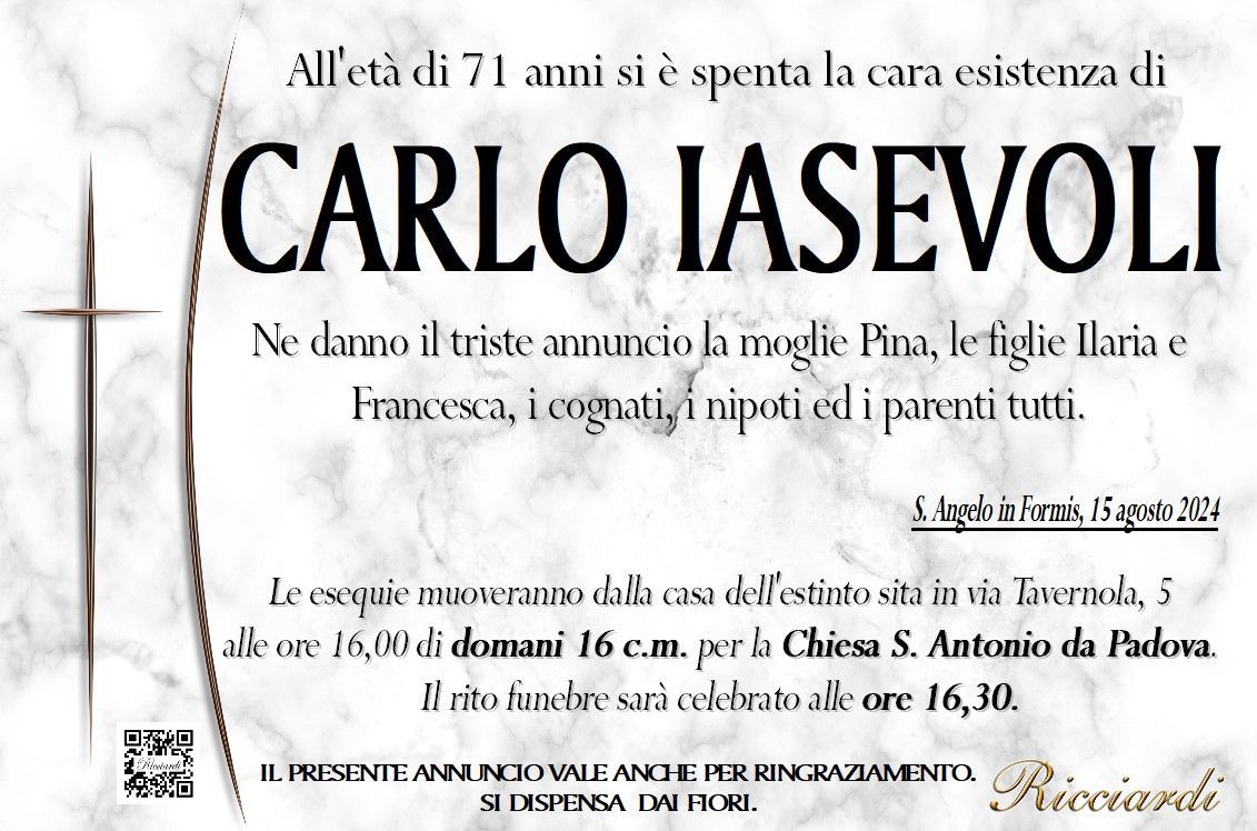 necrologio CARLO IASEVOLI
