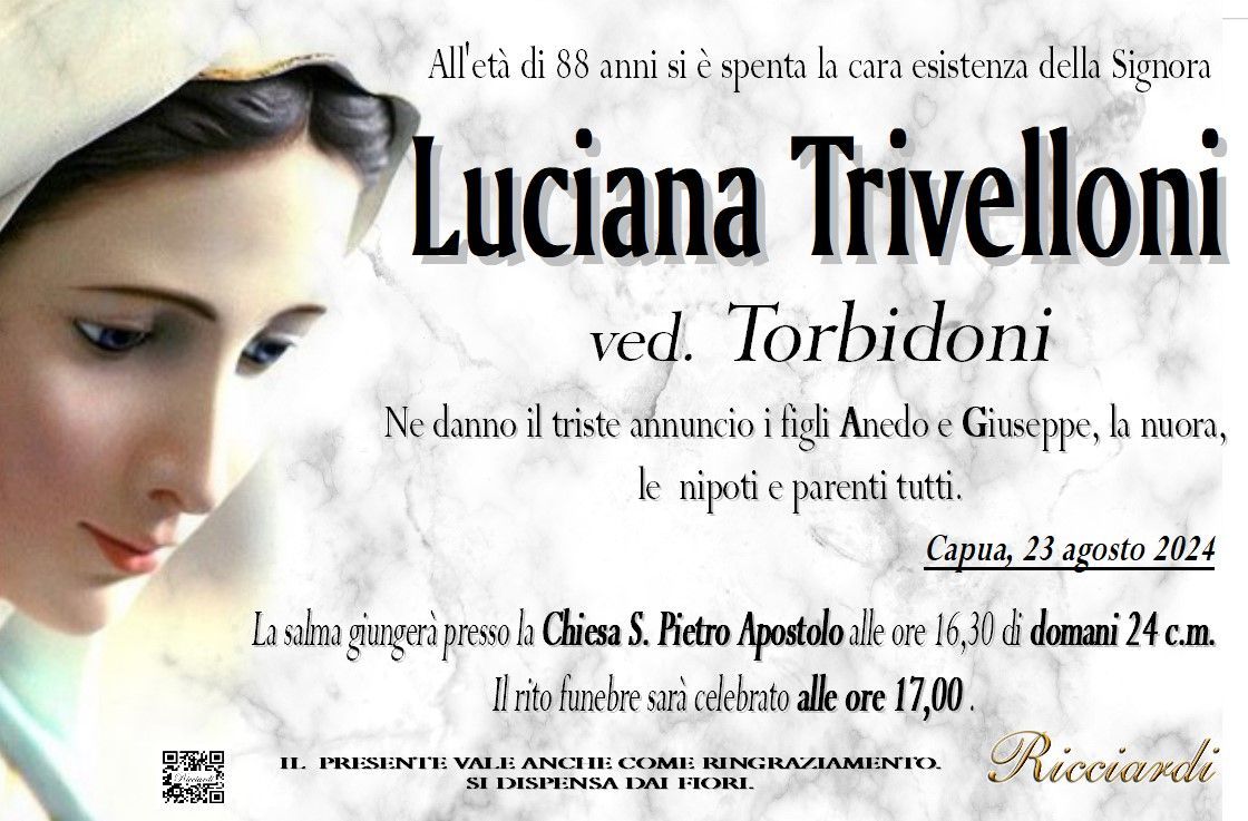 necrologio Luciana Trivelloni