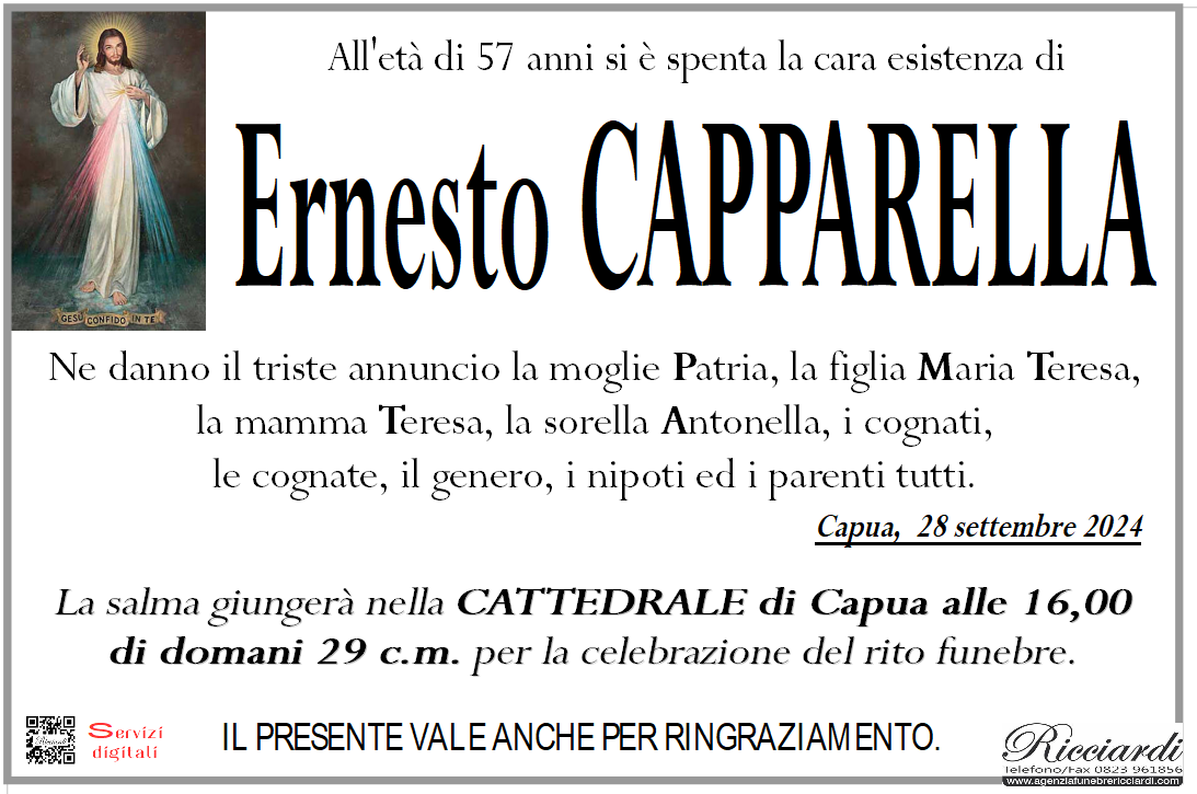 necrologio Ernesto CAPPARELLA