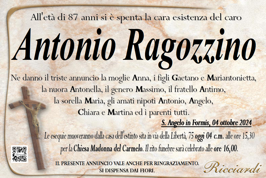 necrologio Antonio Ragozzino