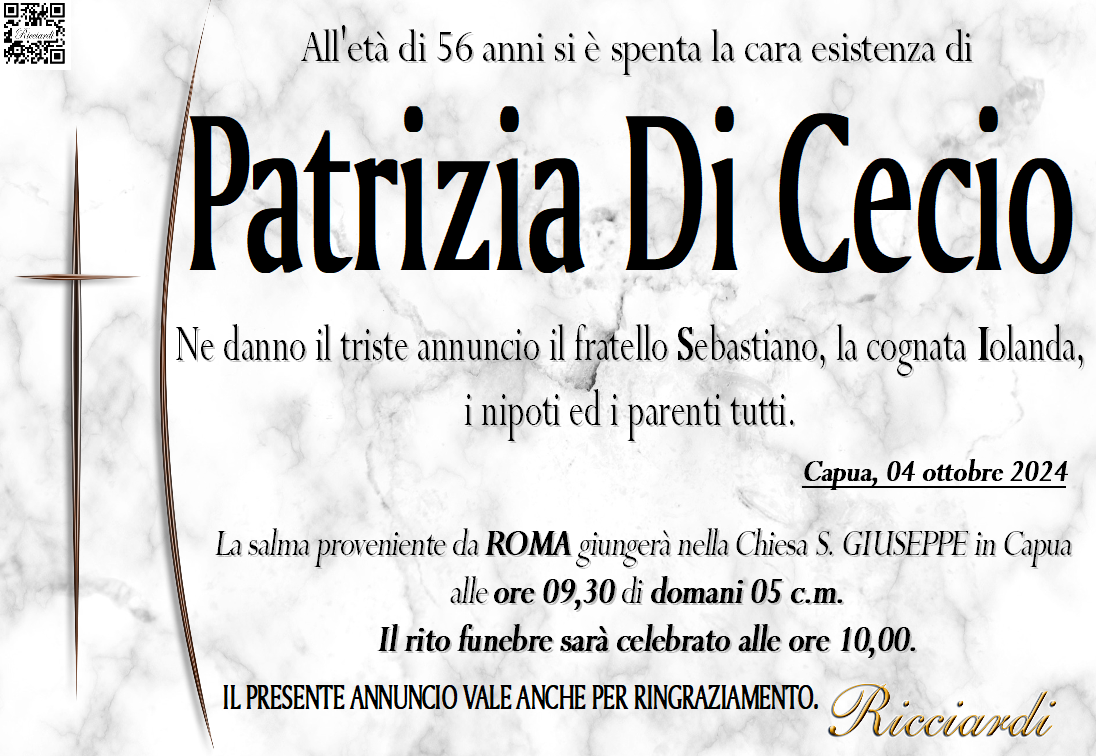 necrologio Patrizia Di Cecio