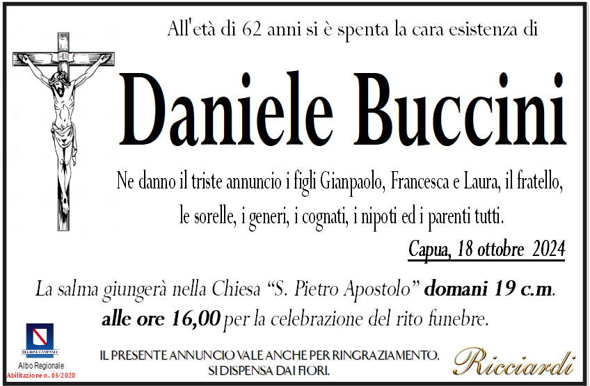 necrologio Daniele Buccini