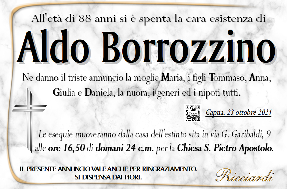 necrologio Aldo Borrozzino