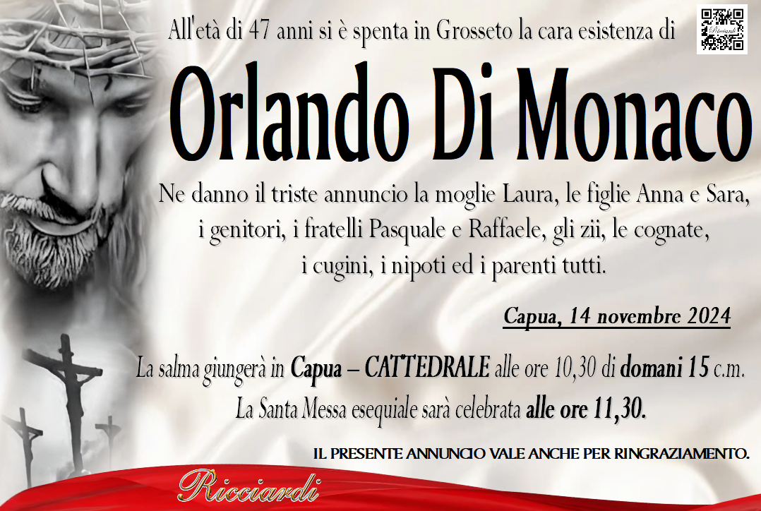necrologio Orlando Di Monaco