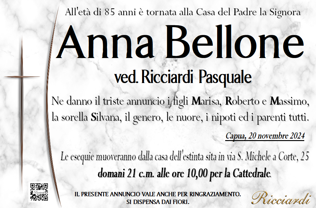 necrologio Anna Bellone
