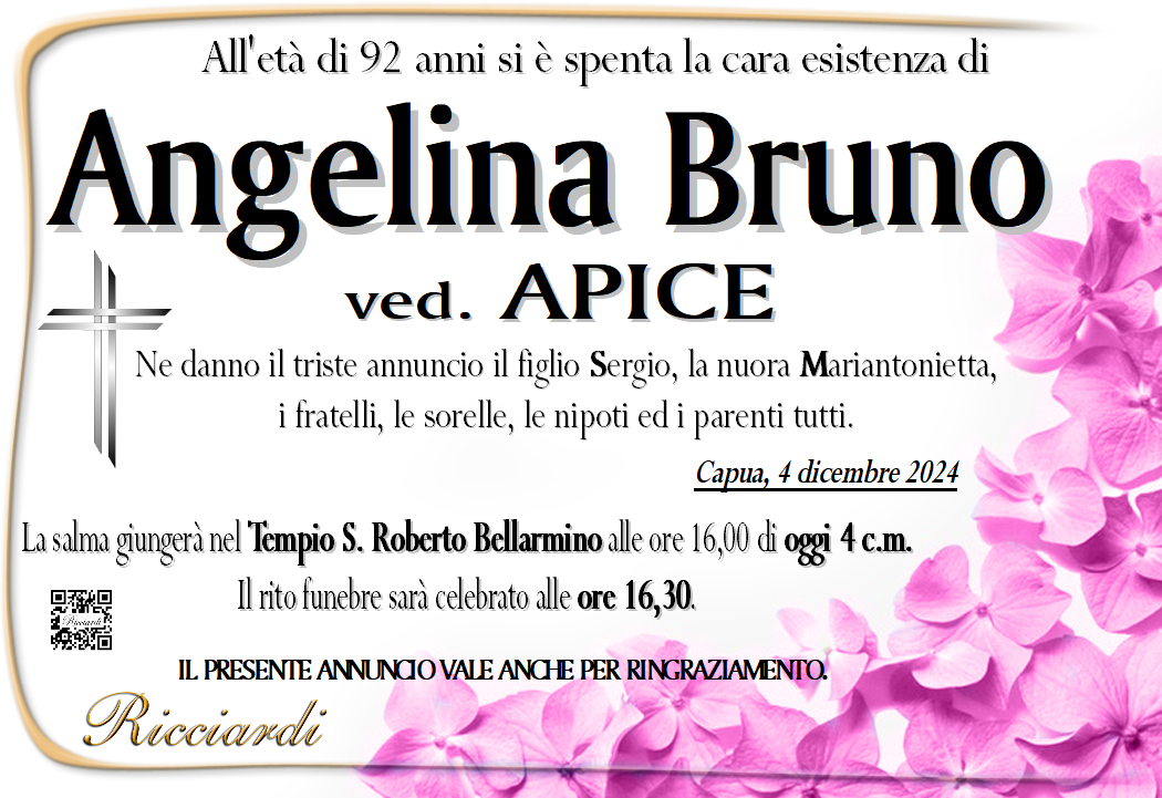 necrologio Angelina Bruno