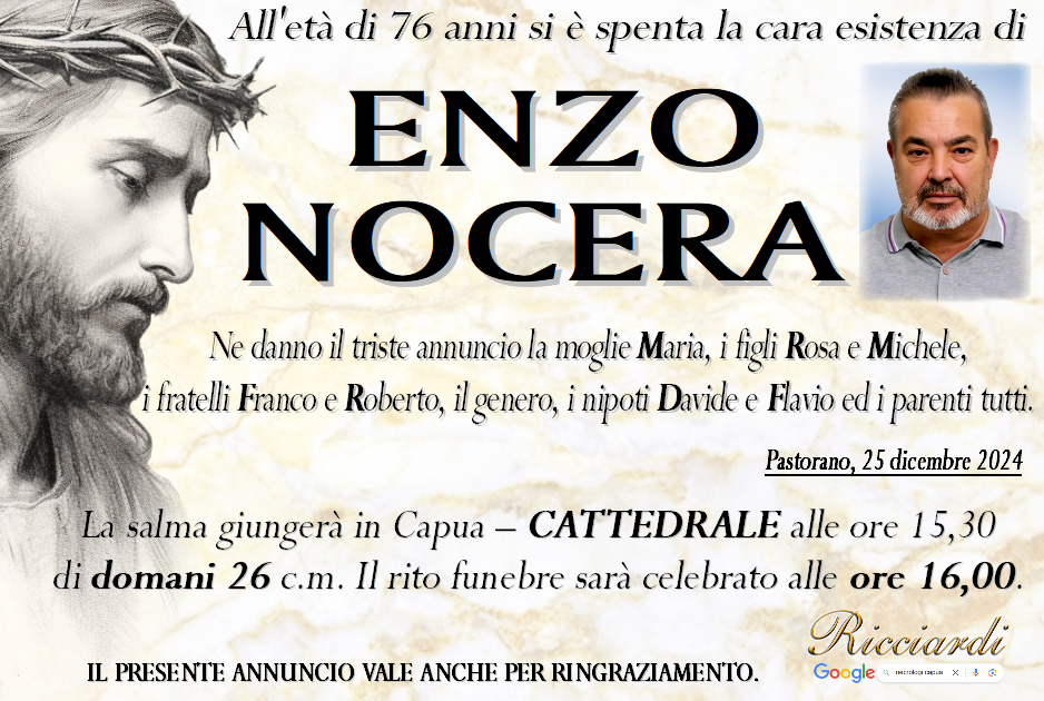 necrologio Enzo Nocera
