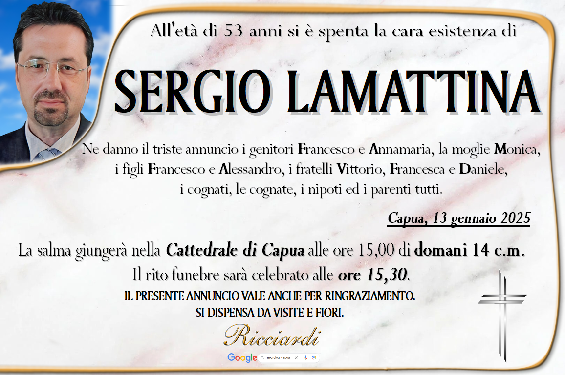 necrologio SERGIO LAMATTINA