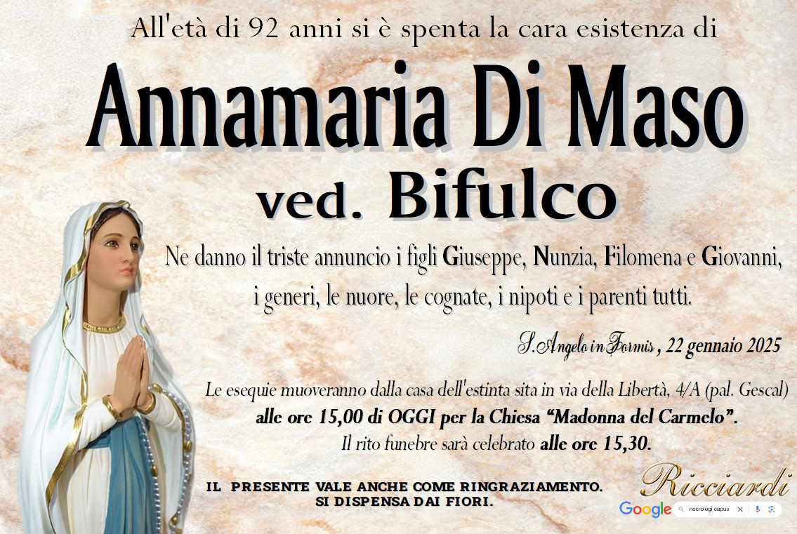 necrologio Annamaria Di Maso
