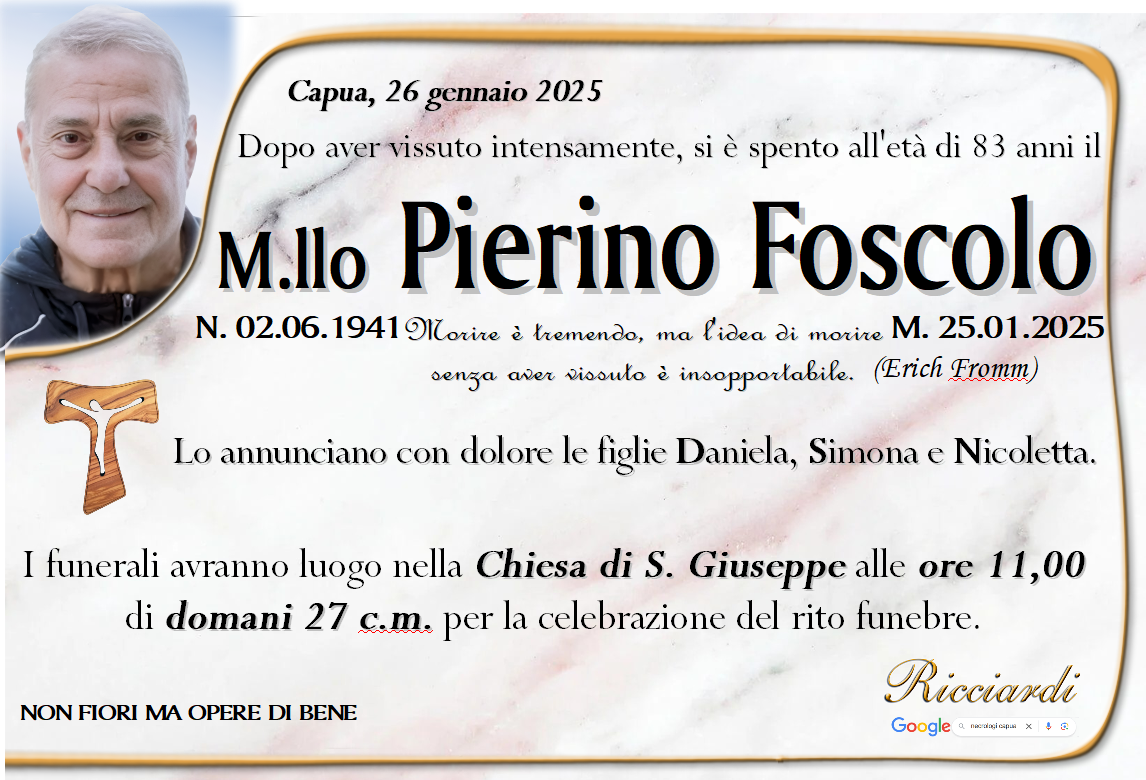 necrologio M.llo Pierino Foscolo