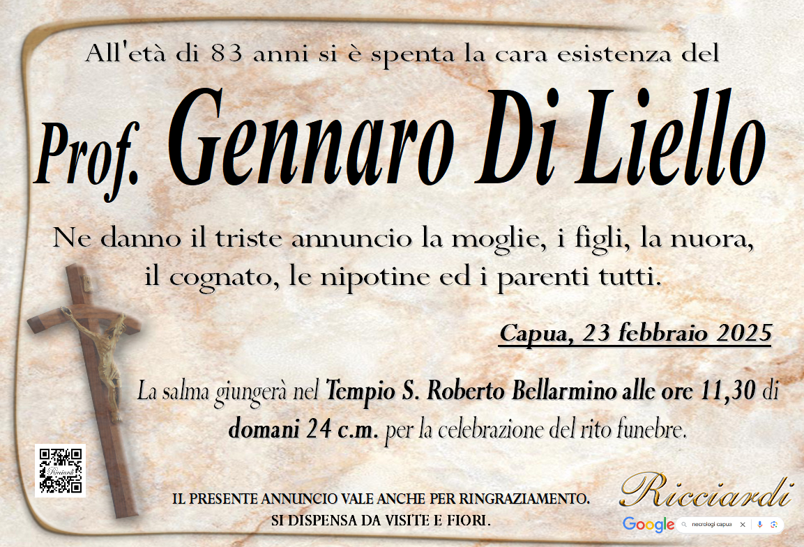 necrologio Prof. Gennaro Di Liello