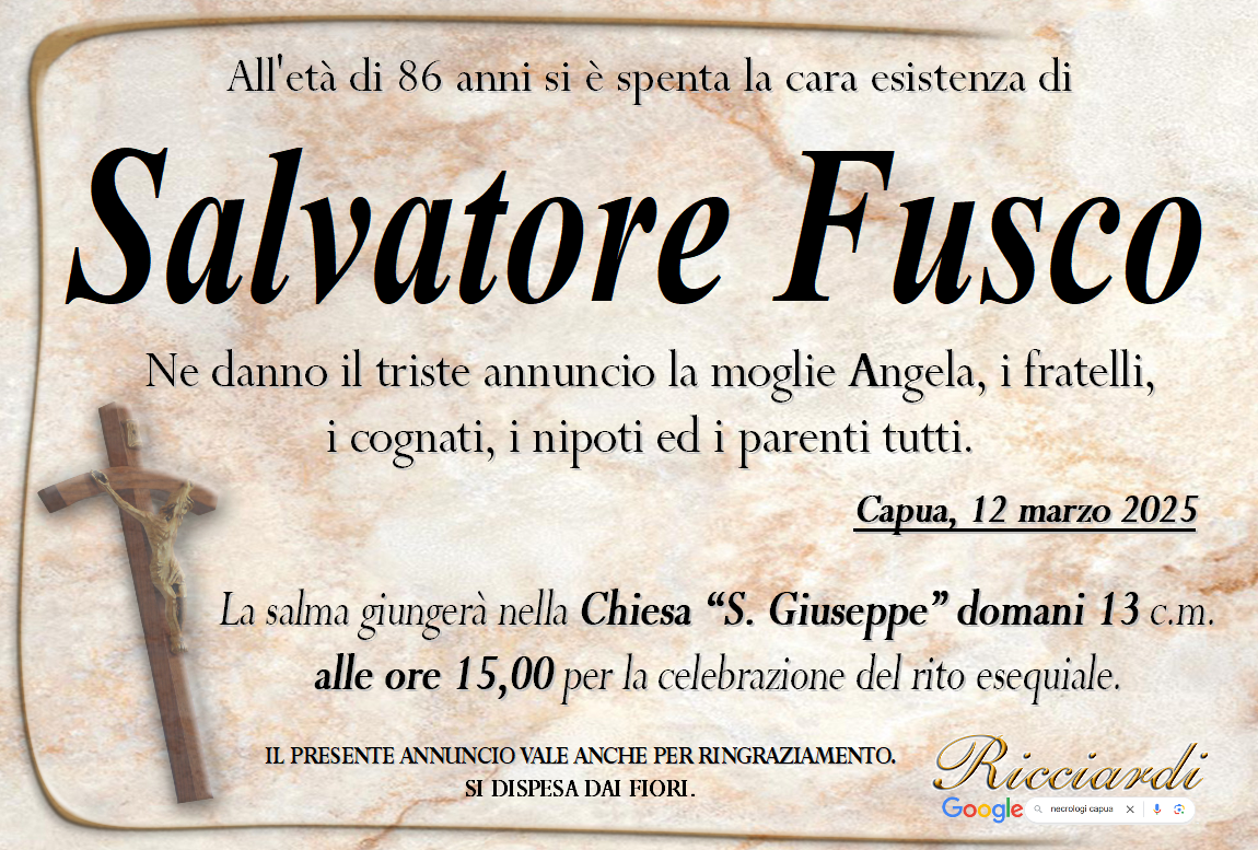 necrologio Salvatore Fusco
