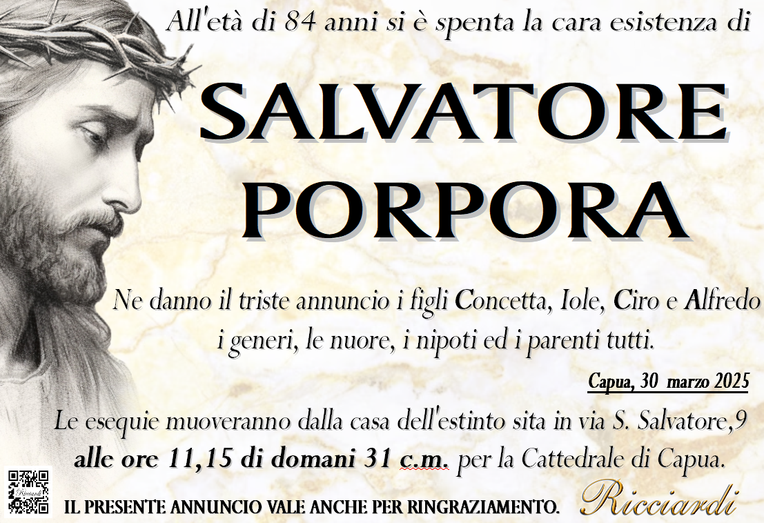 necrologio SALVATORE PORPORA