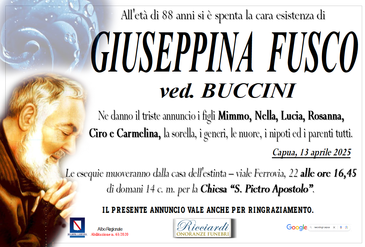 necrologio GIUSEPPINA FUSCO