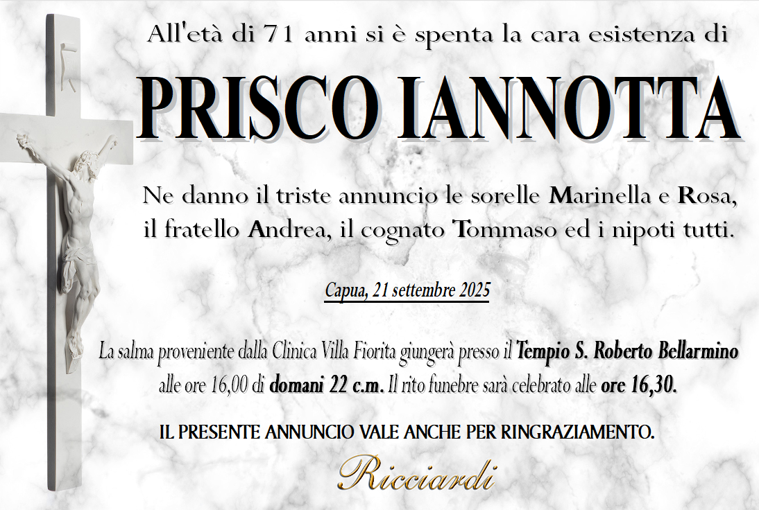 necrologio PRISCO IANNOTTA