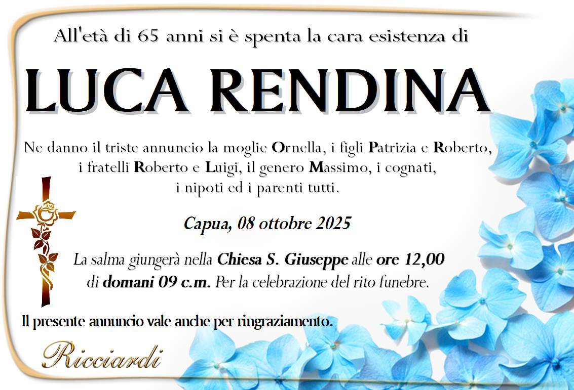 necrologio LUCA RENDINA