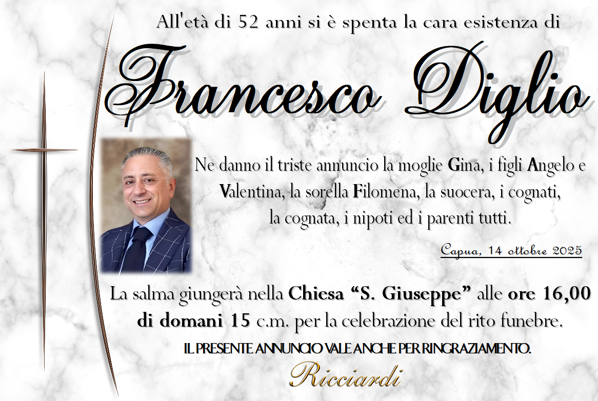 necrologio Francesco Diglio