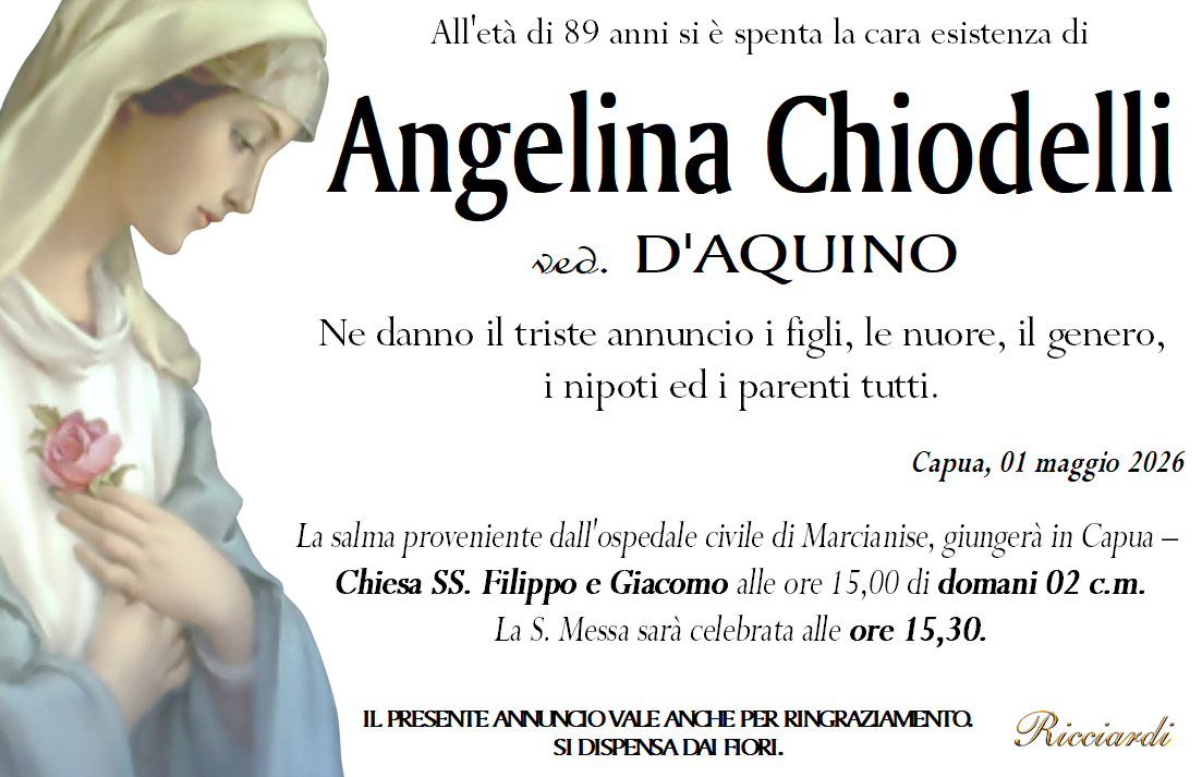 necrologio Angelina Chiodelli
