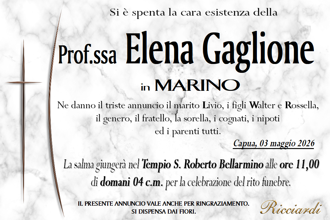 necrologio Prof.ssa Elena Gaglione