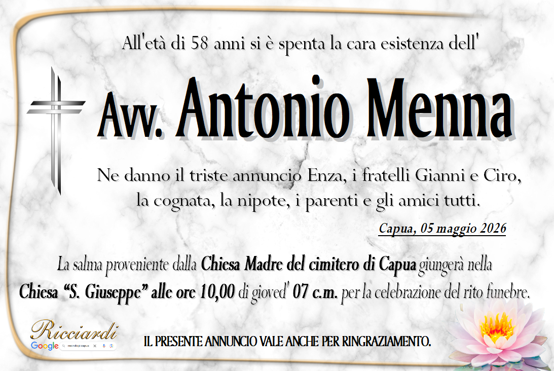 necrologio Avv. Antonio Menna